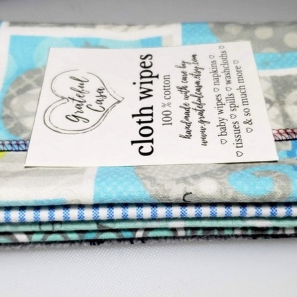 10 reusable CLOTH WIPES in summer blues - Picture 4 of 4